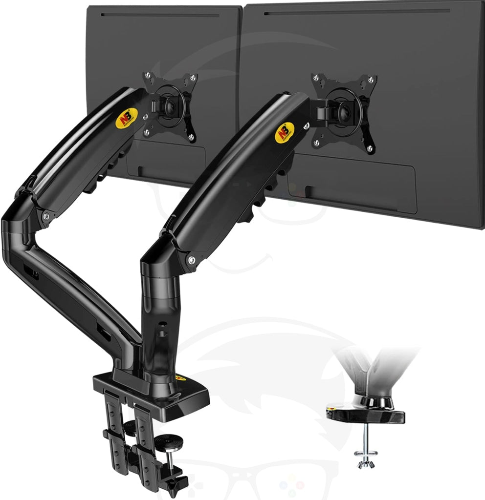 NB North Bayou F160 Dual Monitor Desk Mount Stand Full Motion Swivel Computer Monitor Arm for Two Screens NB North Bayou F160 Dual Monitor Desk Mount Stand Full Motion Swivel Computer Monitor Arm for Two Screens